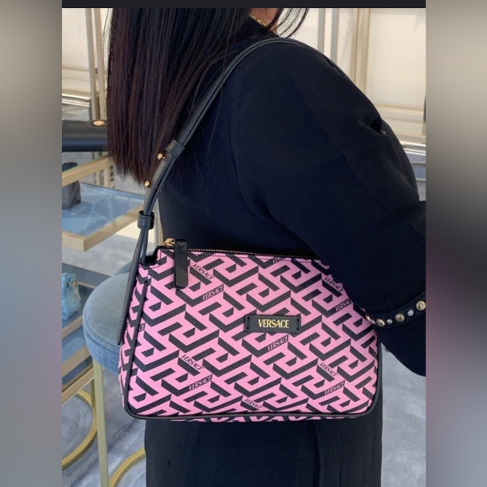 🆕 Versace Monogram Coated Canvas Shoulder Bag